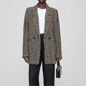 Wool blend Herringbone Patterned Wool Coat
